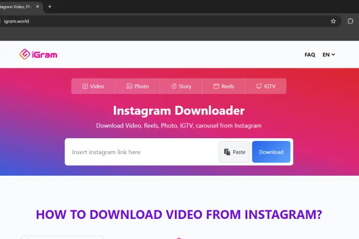 Menggunakan Igram.world untuk Mengunduh Video Instagram